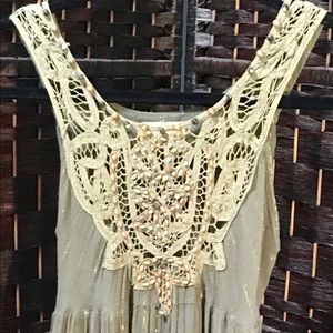 FREE PEOPLE Women’s Crochet Beaded Short Dress